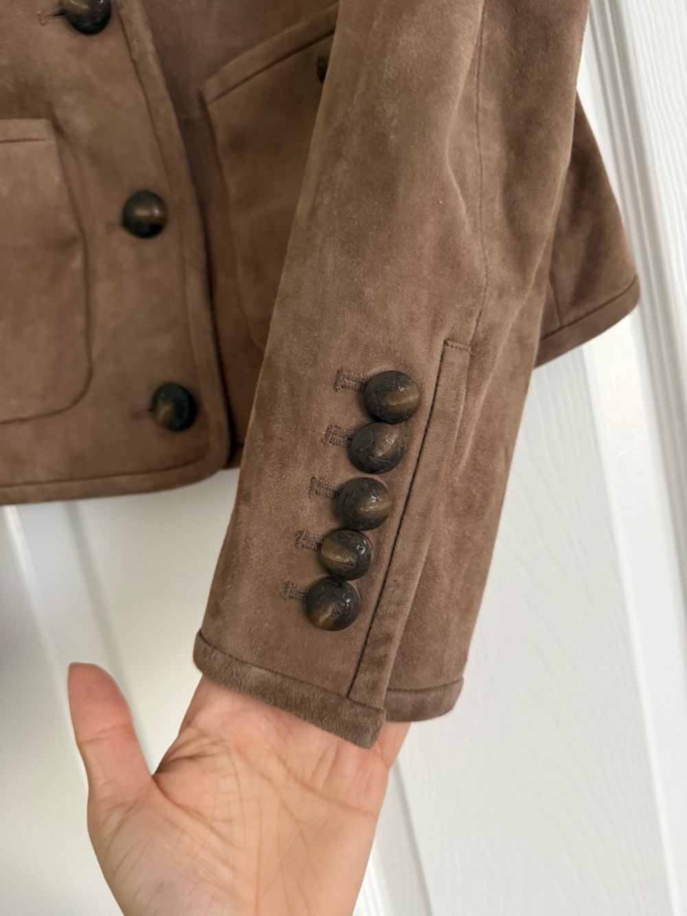 Veronica Beard Andrea Suede Lambskin Leather Jacket Bark Brown NEW with tags - Picture 5 of 10